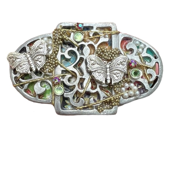 ALICE M SIGNED MIXED MEDIA BUTTERFLY BROOCH - Picture 10 of 16